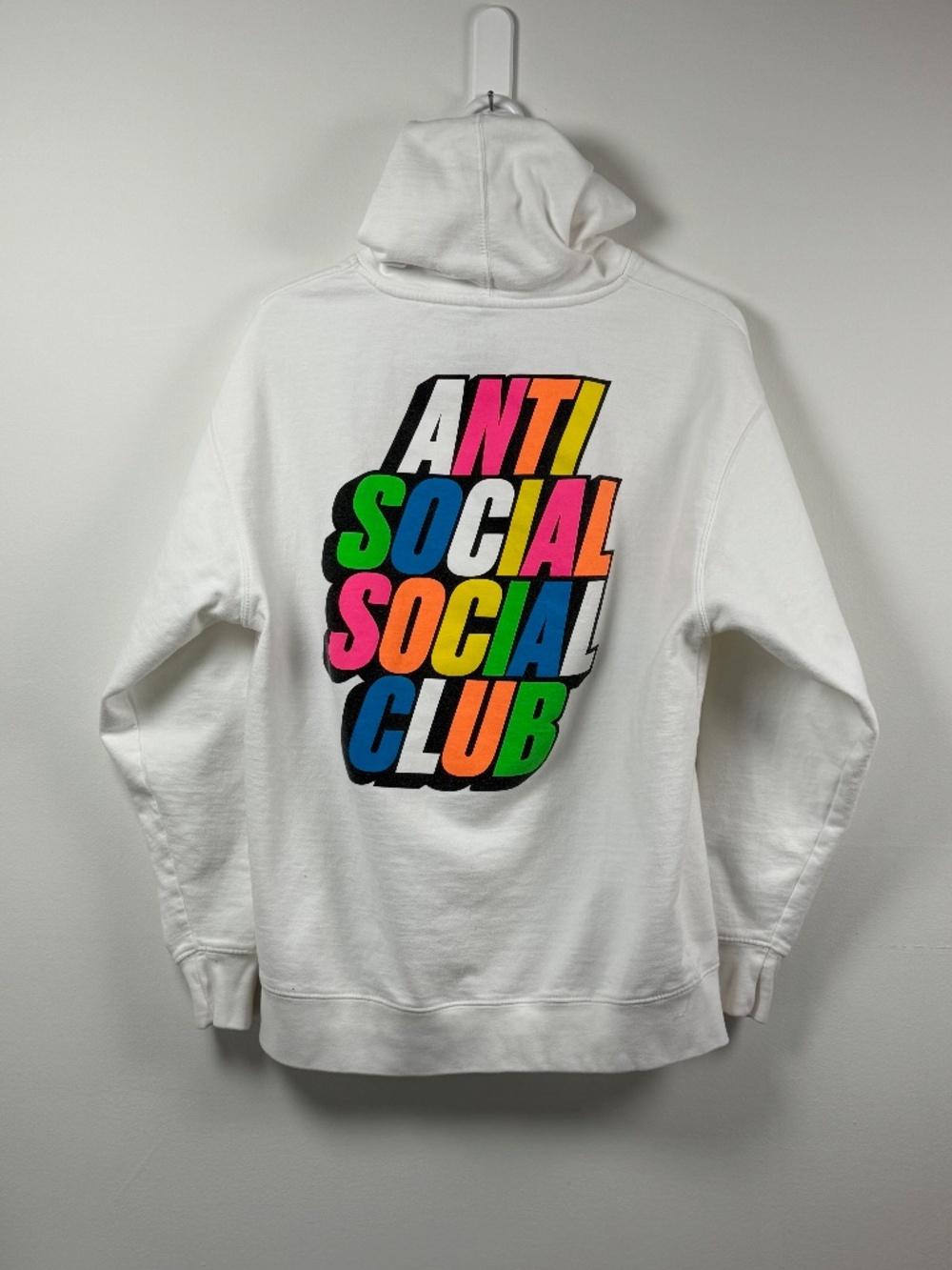 Anti Social Social Club White and Rainbow Hoodie size Large Made in usa